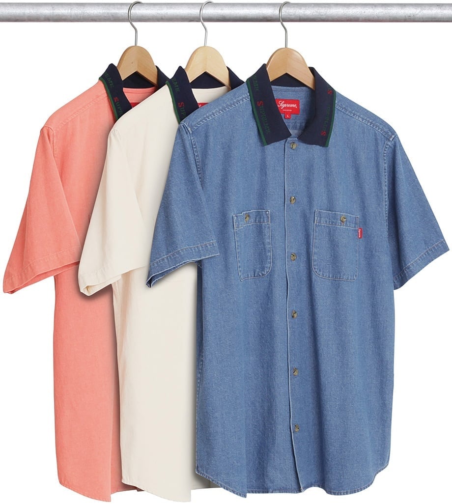 Rib Collar S/S Denim Shirt